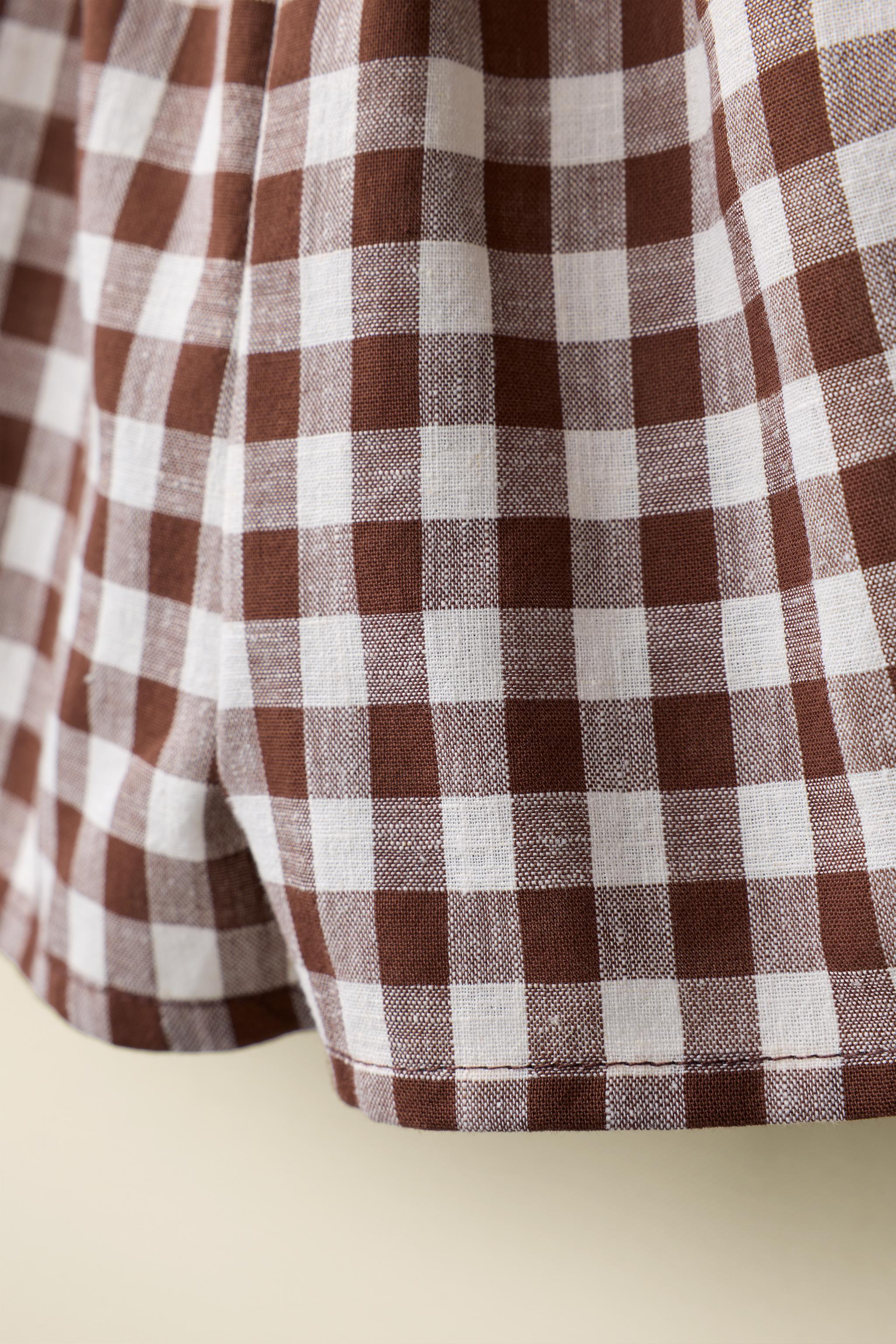 GINGHAM COTTON LINEN SHORTS CREATED BY CARAMEL LONDON X ZARA